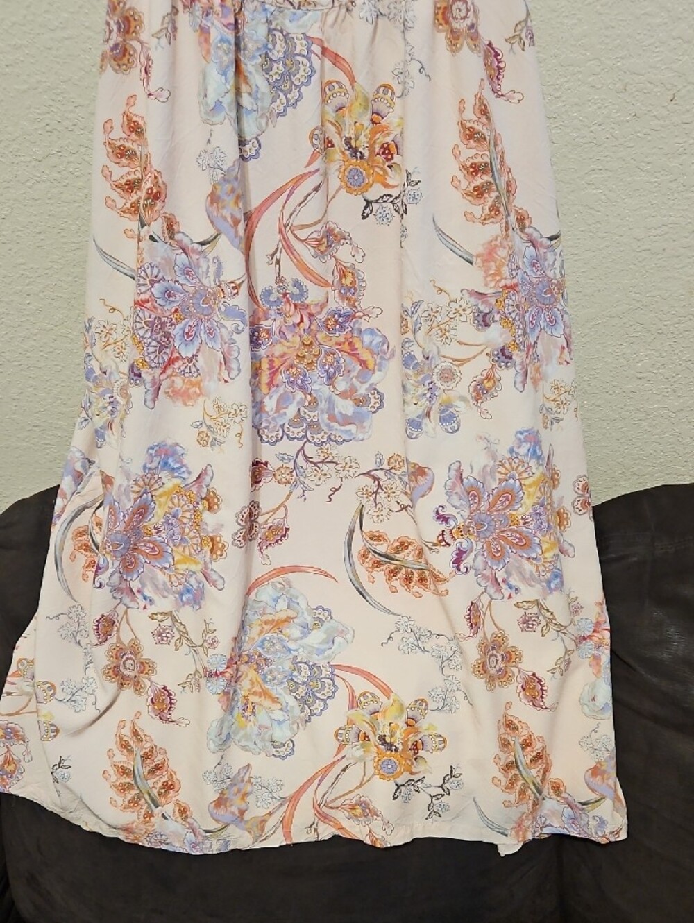 Light Pink Floral Slip Midi Dress with Adjustable Straps - Picture 3 of 8